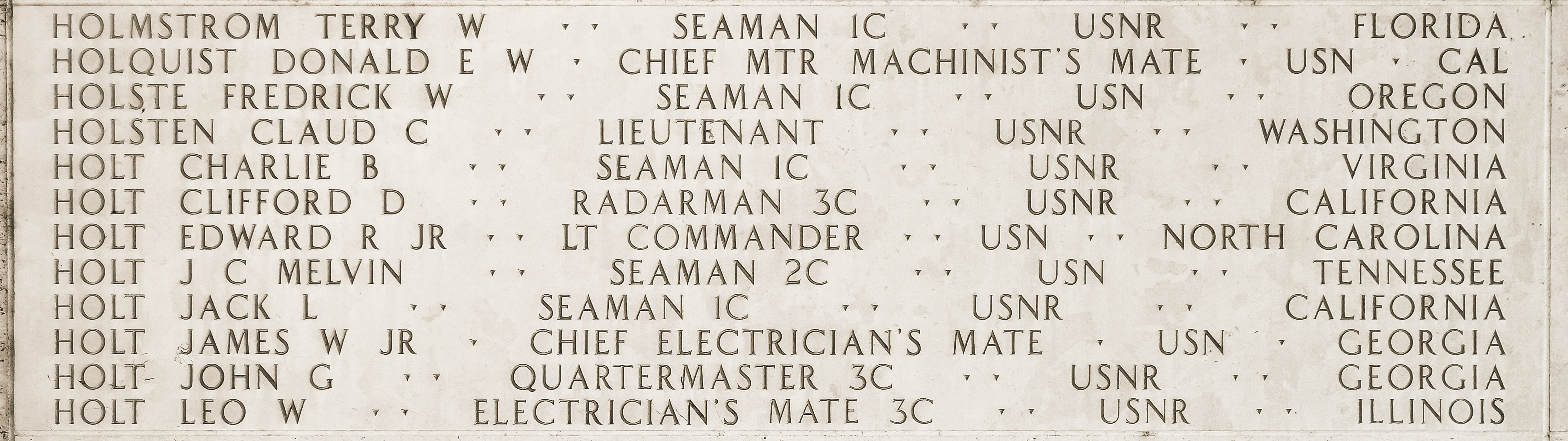 Clifford D. Holt, Radarman Third Class